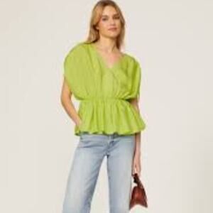 TRINA TURK GREEN GATHERED WOMEN TOP SIZE XL BRAND NEW WITH TAGS